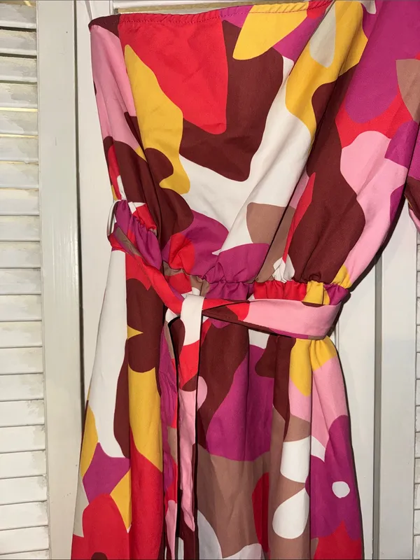 Fantastic Fawn One-Shoulder Maxi Dress in Pink, Red and Yellow Floral - Image 4