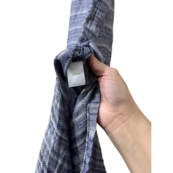 Pure Jill Blue Striped Pattern Scoop Neck Linen Sleeveless Maxi Dress‎ Medium - Image 7