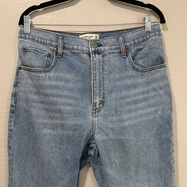 Abercrombie & Fitch the 90’s Blue Slim Straight ultra high rise Jeans 32/14S - Image 3