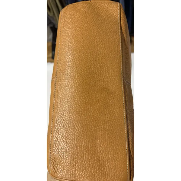 Tignanello Tan Pebbled Leather Shoulder Bag Buckle Detail Tote Cognac - Image 7