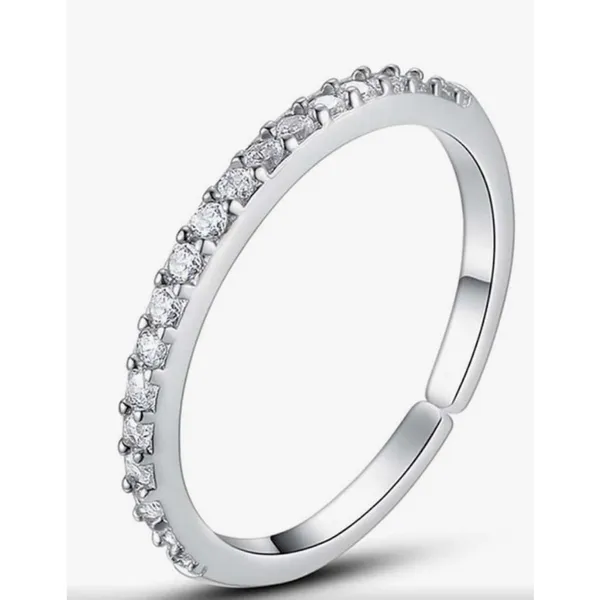 NEW Dainty 14k Gold Plated S925 Simulated Diamond Band Ring, Adjustable Band‎ - Image 2
