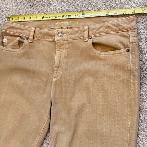 Michael Kors Khaki Stretch Twill Brown minimalist everyday denim Jeans Size 12 - Image 8