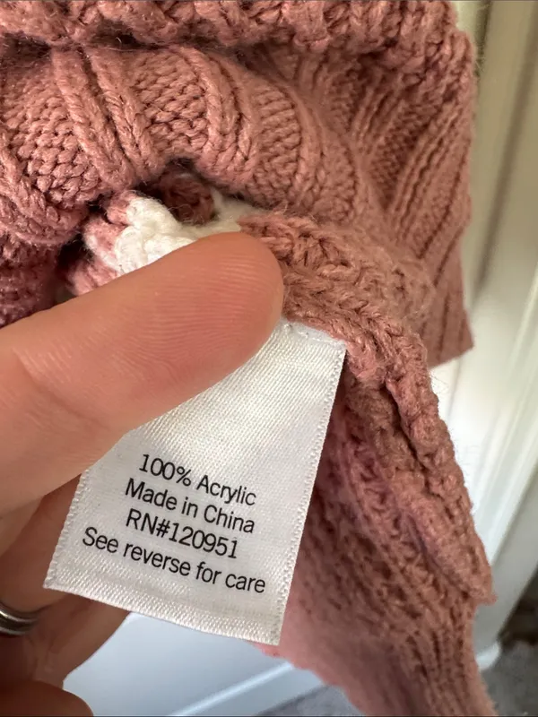 SO Waffle-Knit Mauve Pink Crewneck with White Stripes / D4 - Image 4