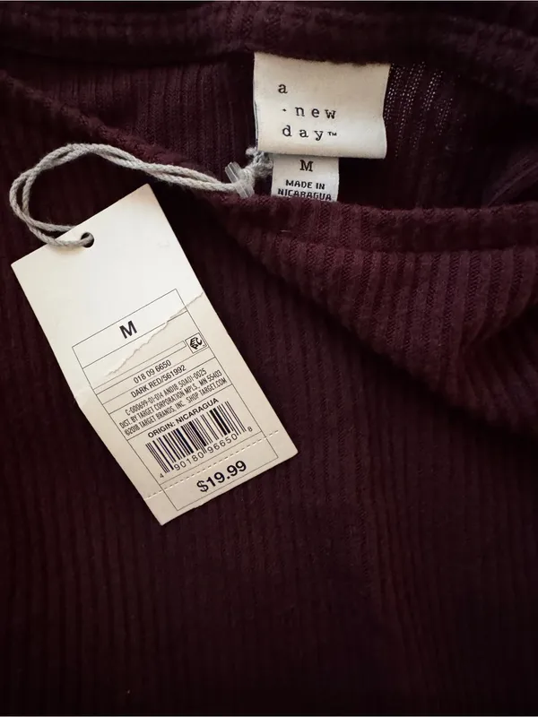 Target A New Day NWT Burgundy Ribbed Long Sleeve Knit Dress M - Image 5