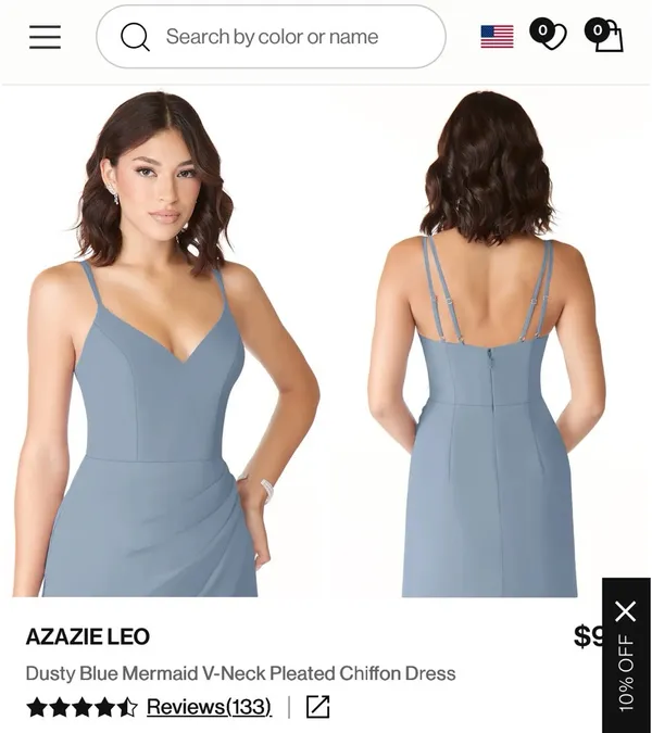 Dusty Blue Chiffon Azazie Dress - Image 5