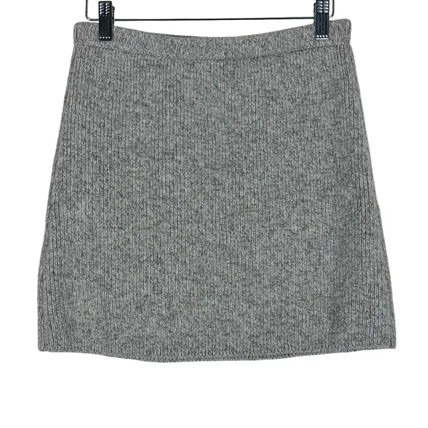 Zara Mini Skirt Womens M Gray Wool Knit Ribbed Cozy Preppy Scandinavian Capsule - Image 4