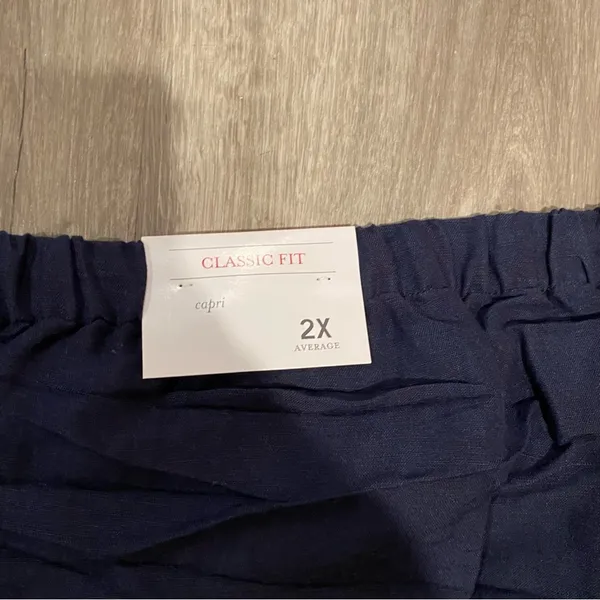 CJ Banks Navy Linen Blend Pull On Capri Pants 2X NWT - Image 5