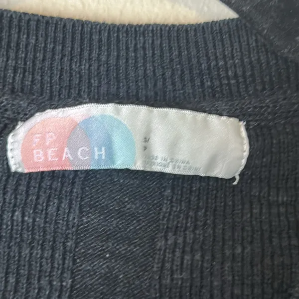 FP Beach Free People Hailee Oversized Henley Sweater‎ Women's Textured Knit - Image 4