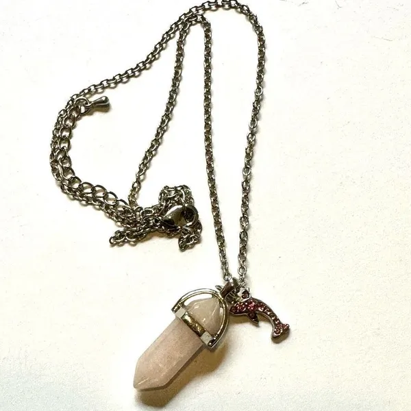 Rose Quartz Dolphin pendant necklace Pink - Image 7