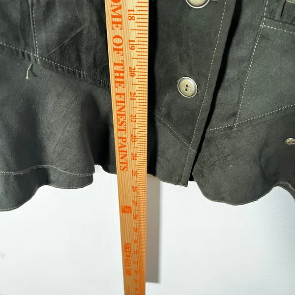 Vtg y2k Military Jacket Size 8 Olive Green Ruffle Buttons Fairy Grunge - Image 5