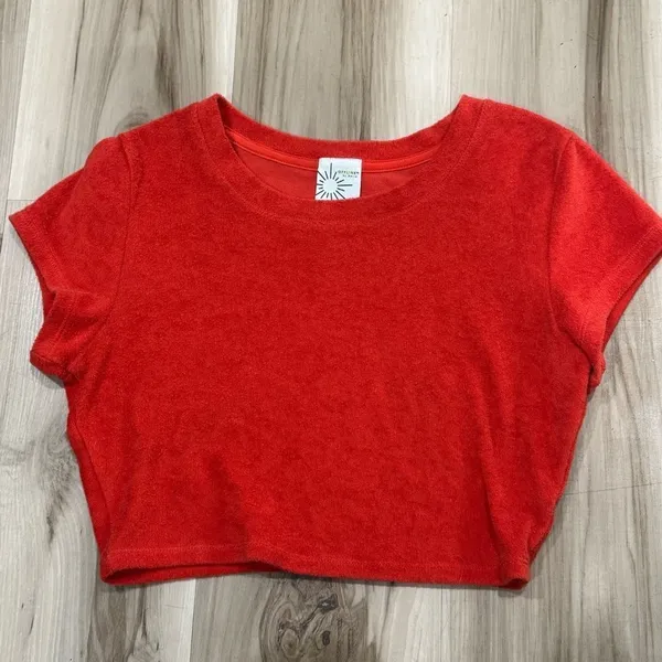Aerie Offline Summer Lights Terrycloth Cropped Tee Shirt Women’s XS - Image 2