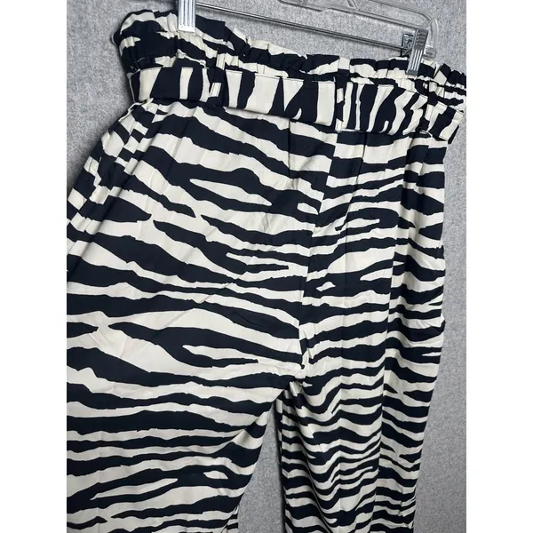 K. Jordan Large‎ Womens Pants Wide Leg Zebra Print Black White Loose Flowy - Image 13