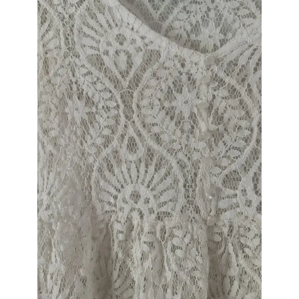 White Lace Peplum Top Small Boho Romantic Fairy Feminine Ethereal Sheer Festival - Image 3