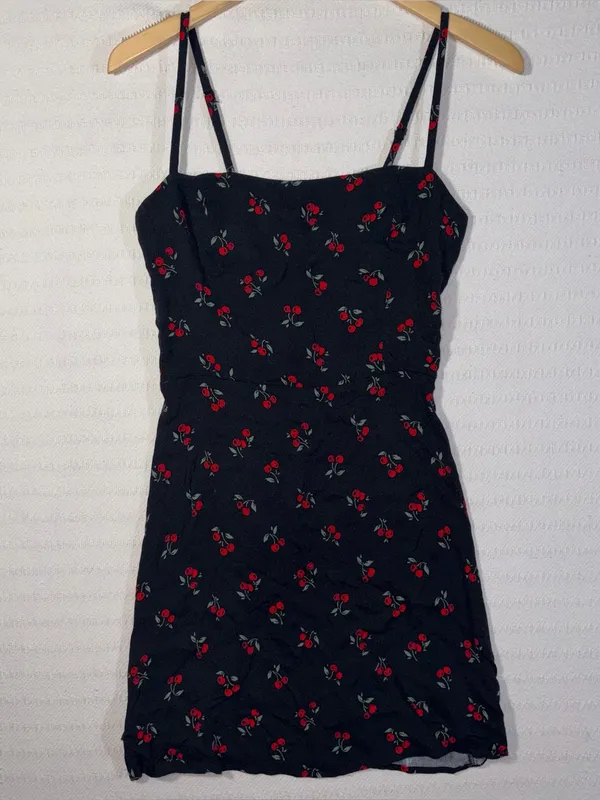 Reformation Womens Cherry Print A Line Mini Sun Dress Size 10 - Image 2