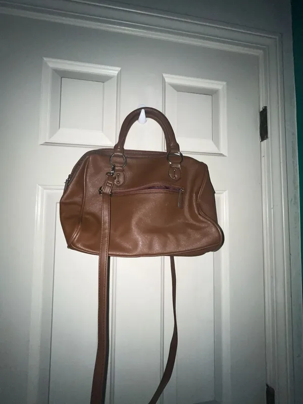 Franco Sarto Brown Faux Leather Satchel Crossbody Bag - Image 3
