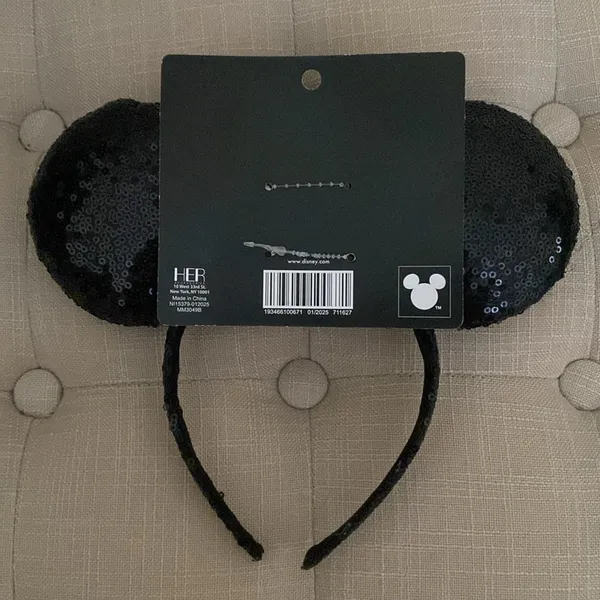 Disney Black Sequin Ears with Silver Bow - Image 2