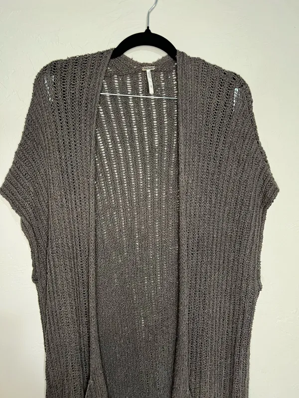 Free People Sloppy Pocket Long Line Cardigan Duster Boho‎ Vest - Image 3