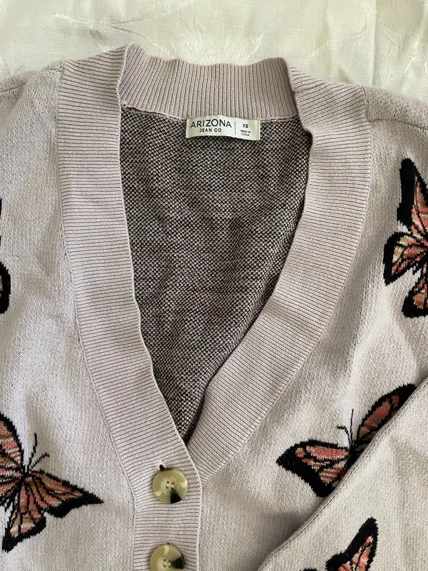 Arizona Jean Co Cardigan Women’s XS Lavender Cropped Sweater Butterfly - Image 4