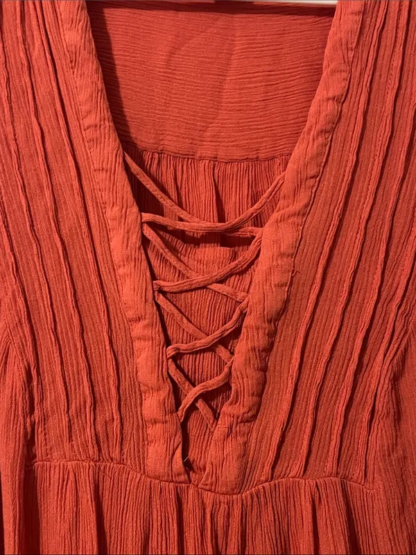 Style & Co. Rust Red Lace-Up Peasant Blouse - Image 5