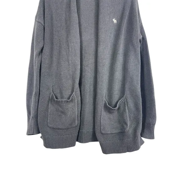 Abercrombie & Fitch Open Front Cardigan Sweater Logo Women’s Gray Shawl Collar S - Image 3