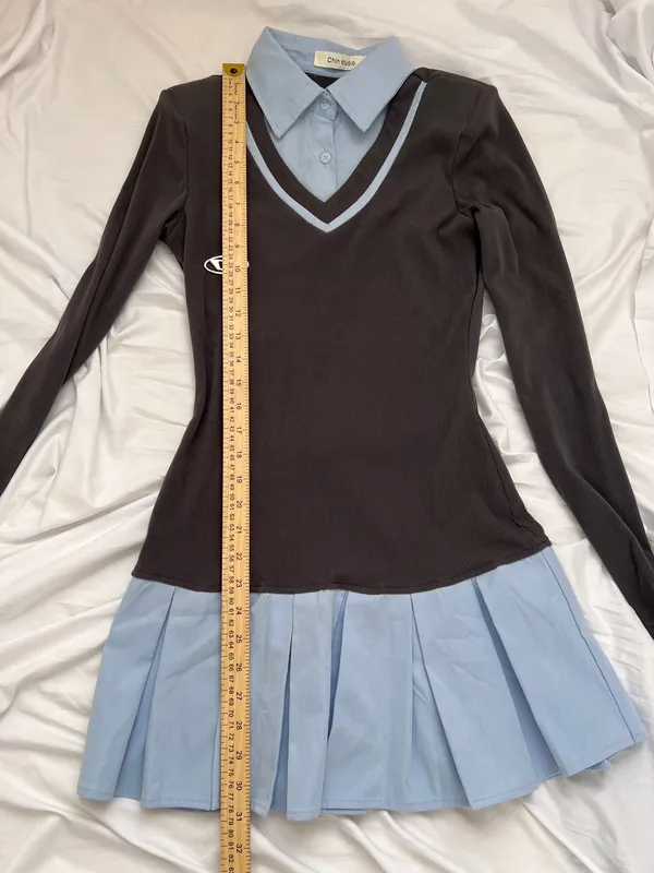 Chin Studio gray and blue y2k mini dress size M - Image 8