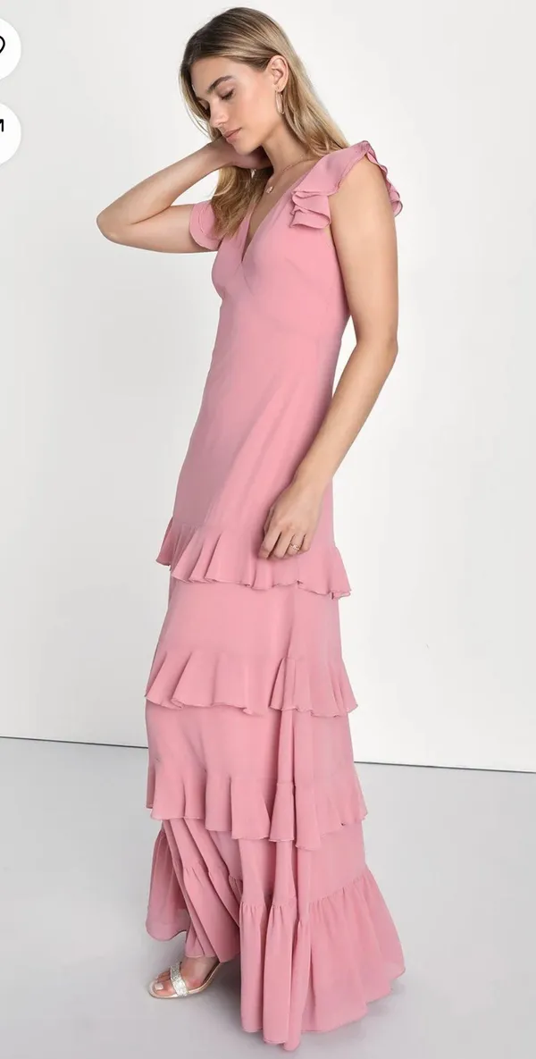 Lulus dusty Rose Ruffled Backless Tiered Dress - Image 4