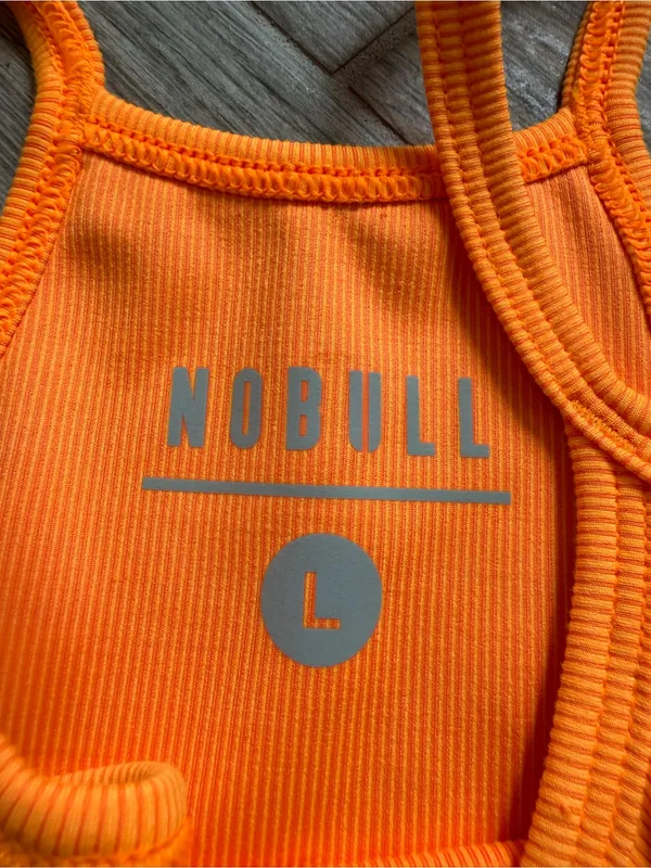 NOBULL Ribbed Halter Cropped Tank Top Orange Gym Athleisure Women's Size Large - Image 5