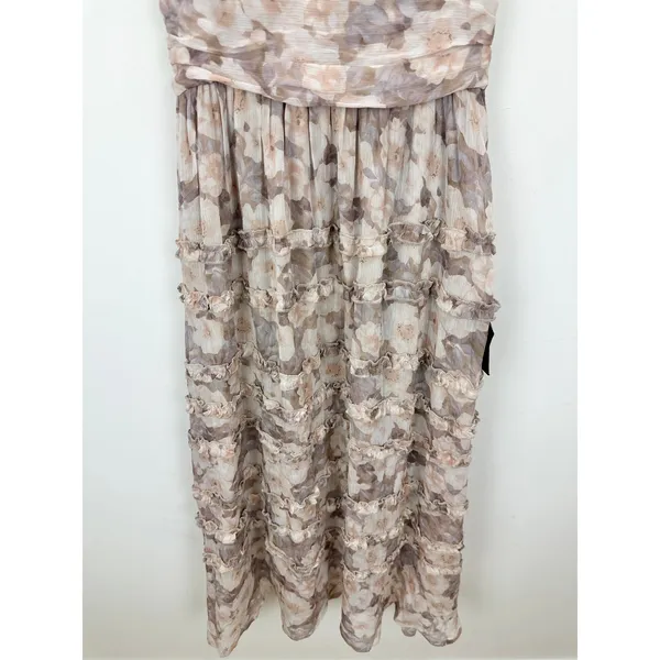 Lulus Happily Sweet Beige Floral Mock Neck Backless Midi Dress Cocktail S NWT - Image 7