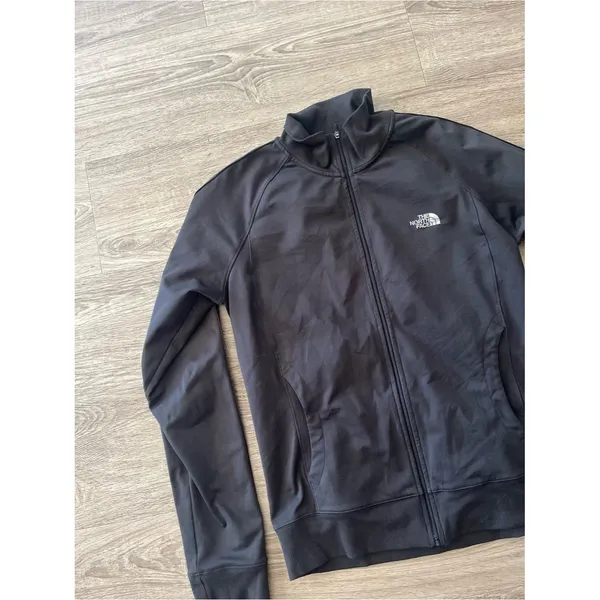 The North Face Full Zip Track Jacket Womens S/M Black Mock Neck Stretch Logo - Image 6