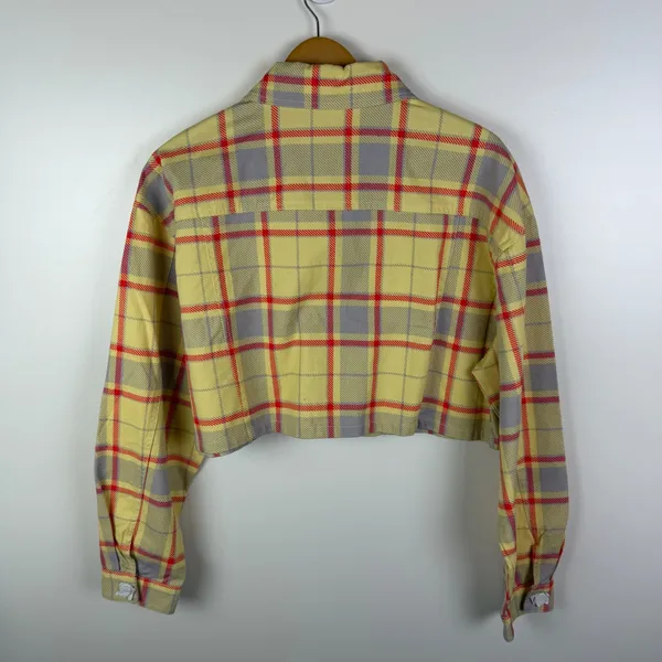 WeWoreWhat Cropped‎ Plaid Denim Jacket Size XS/S Streetwear Y2K Light Academia - Image 6