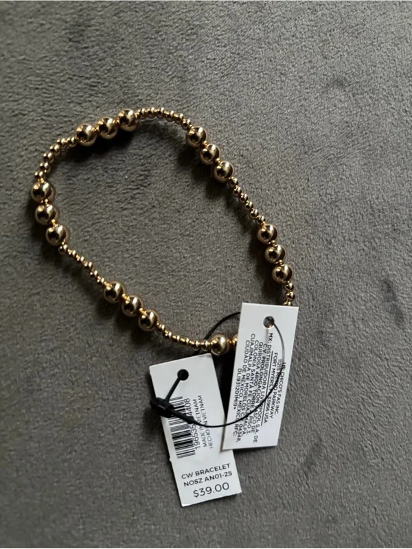 New Chico’s Gold Tone Small Beaded Stretch Bracelet - Image 4