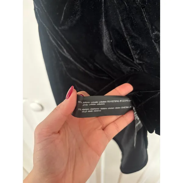 Zara Black Velvet Long Sleeve Dress Size S - Image 5