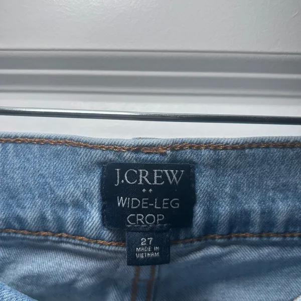 J.Crew Wide-Leg Crop Jeans Light Wash Raw Hem Size 27 Womens casual everyday - Image 3
