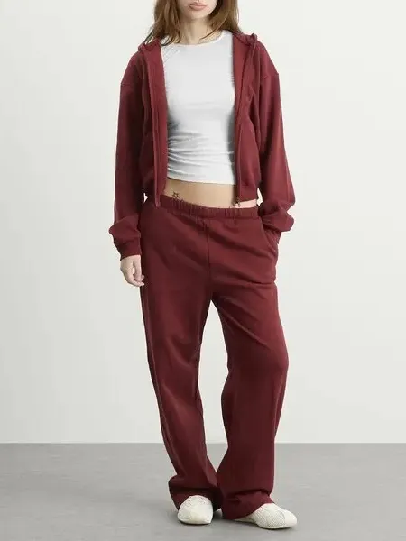 Skims (Gar) Cotton Fleece Classic Straight Leg Pant | Color MERLOT | Size Large - Image 5