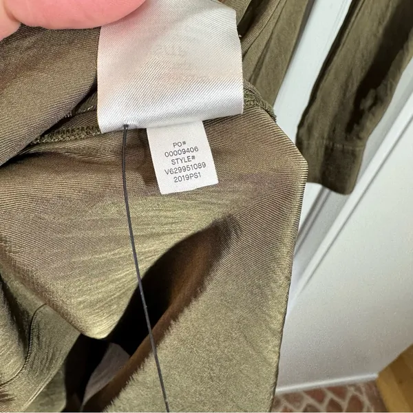 Vince olive green button front‎ tie front asymmetric hemline shirtdress size xs - Image 9