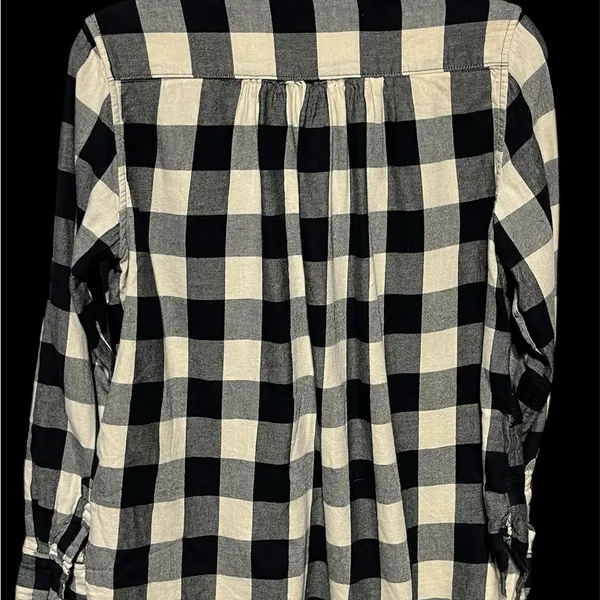 Denim & Supply Ralph Lauren WOMEN RL SURPLUS BUTTON DOWN FLANNEL BLACK/CREAM M - Image 2
