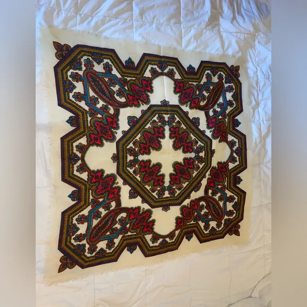 Vintage Colorful Paisley Patterned Scarf 30”x30” - Image 2