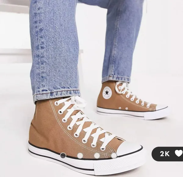 Converse Chuck Taylor High Tops Sneakers, Tan / Light Brown, Size 9.5 - Image 2
