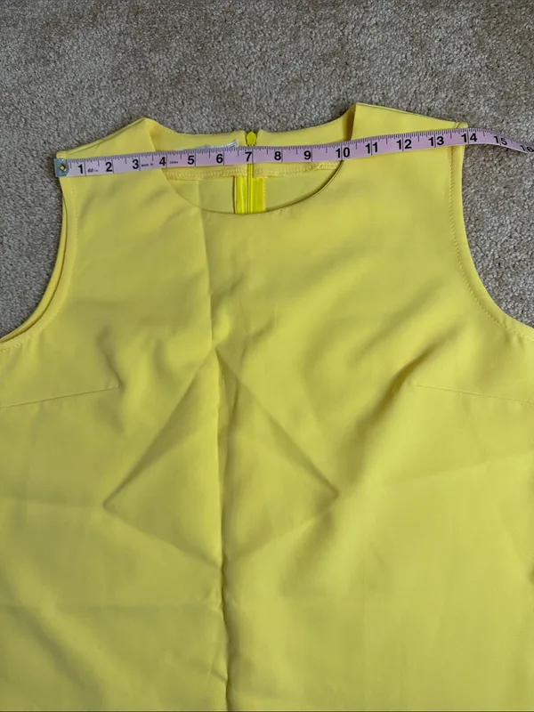 Van Gils Lemon Yellow Retro Sleeveless Babydoll Above Knee Dress. Size M - Image 3