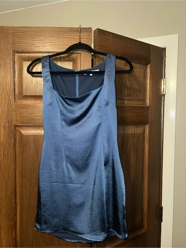 Orana Mini Dress in blue slip dress - Image 2