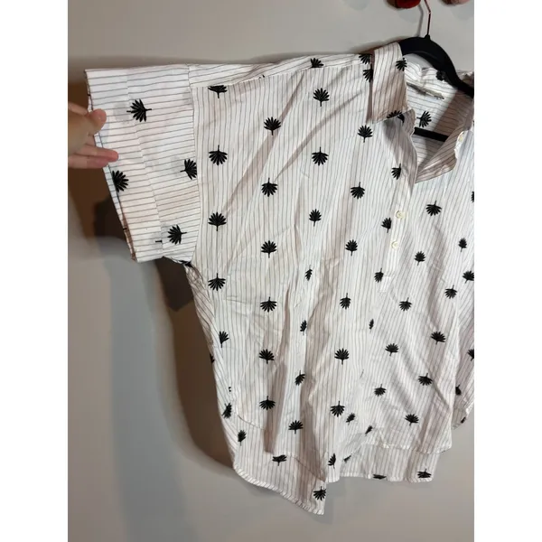 Loft patterned oversized boxy collared shirt - Image 4