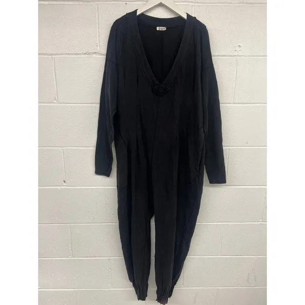 Free People Intimately SzM Black All Nighter Romper Long Sleeve Relaxed Jumpsuit - Image 2