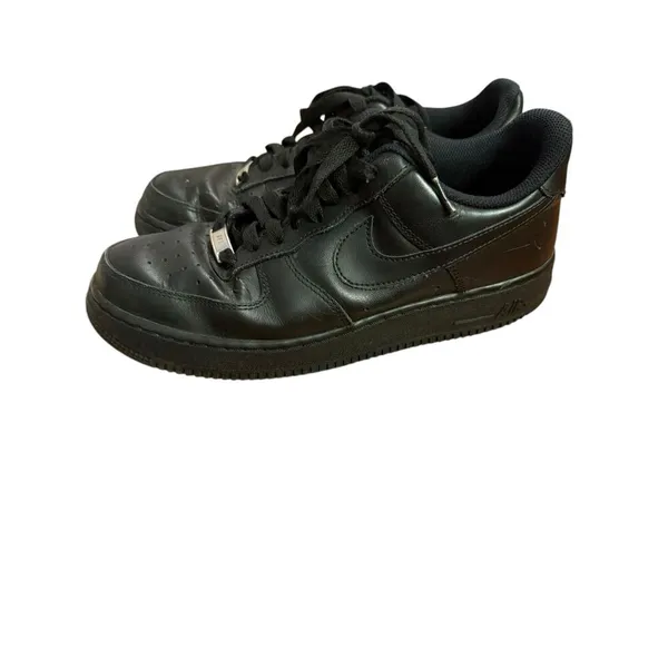 Nike Air Force 1 '07 Triple Black Sneakers Shoes Womens Size 10 Leather‎ - Image 4