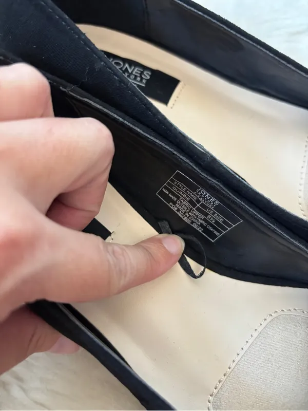 Jones New York Black Pointed Toe Flats with Rhinestone Chain Accent - Image 8