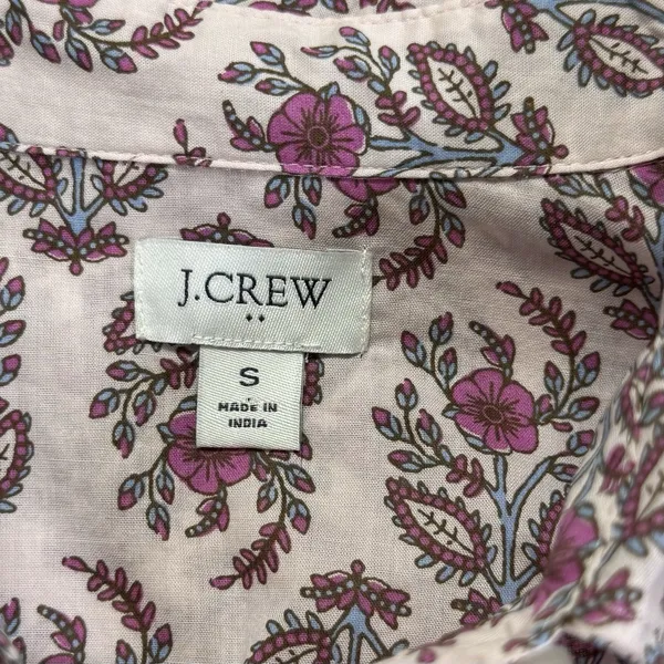 J.Crew Women's Sz S Pink Floral‎ Button-Down Shirt Long Sleeve Cotton Blouse - Image 2