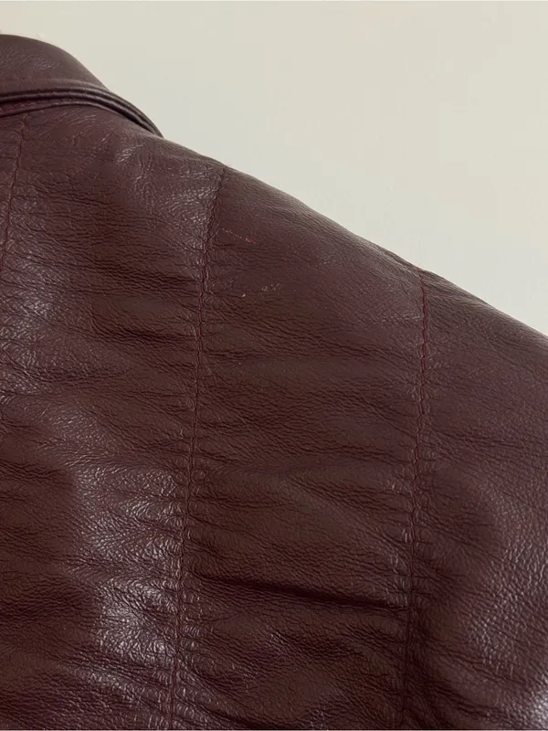 Vintage Albert Duke New York Genuine Leather Ruched Jacket Burgundy Cropped S - Image 14