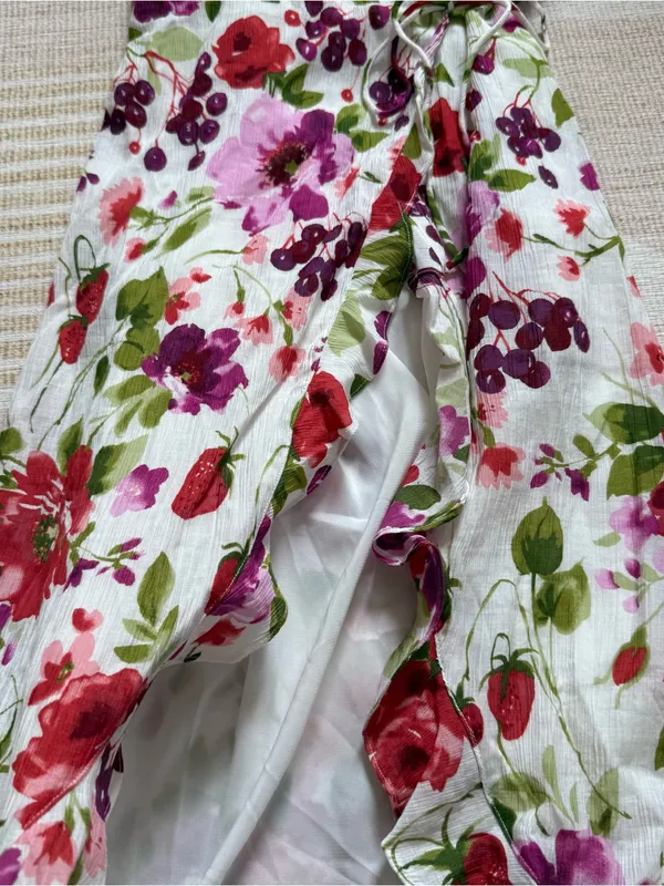 Abercrombie & Fitch Floral & Strawberry Ruffle High Low Dress XXS Tall NWOT - Image 6