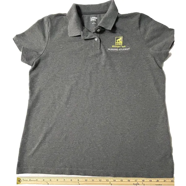 Lands End Women Lg Gray Michigan Tech University MTU Nursing Student Polo Shirt - Image 3