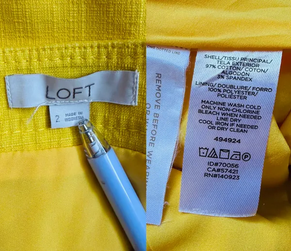 LOFT Sz 2 Sunny Yellow Button Front Utility Mini Skirt Pockets Cotton Blend - Image 4