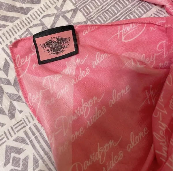 Vintage! Pink Harley Davidson Scarf Breast Cancer Awareness Infinity Scarf No One Rides Alone - Image 3